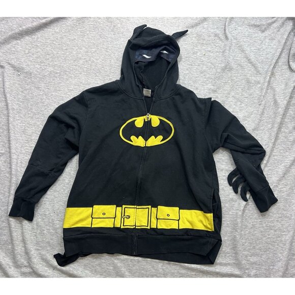 Batman DC Comics Hooded Jacket  Men's Size XL Full Zip Long Sleeve Outdoor Black - Picture 1 of 9